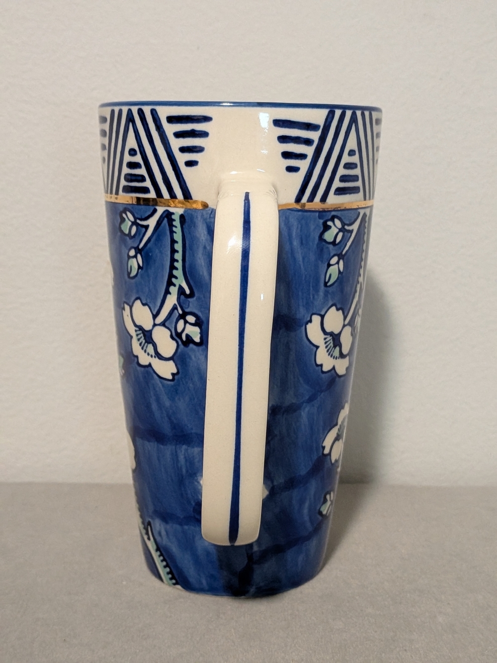 Blue Floral Ceramic Travel Mug with Lid - Ceramic - Picture 3 of 8
